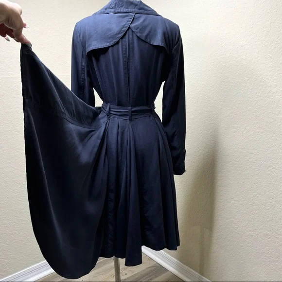 Anthropologie LRA Blue Coat Dress Size M 8 10 Button Front Fit-And-Flare Retro - Picture 6 of 11